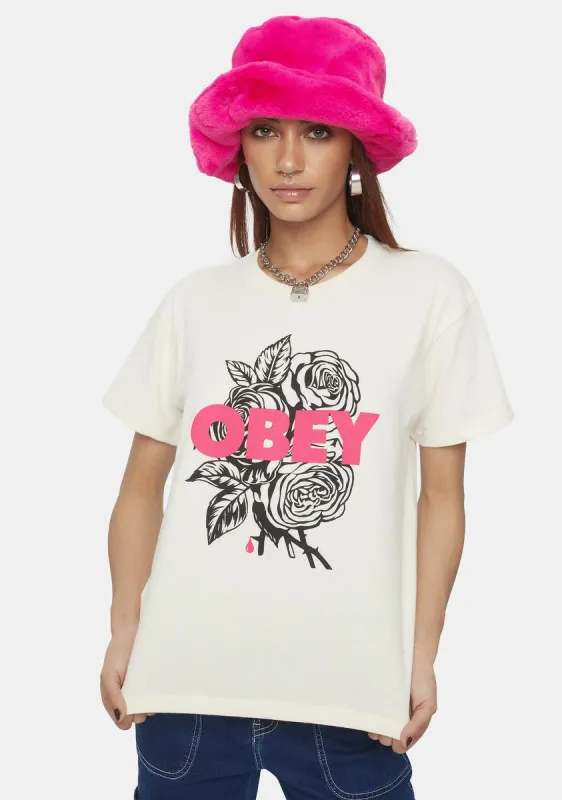 Cream Blood & Roses Sustainable Graphic Tee sold by Dolls Kill