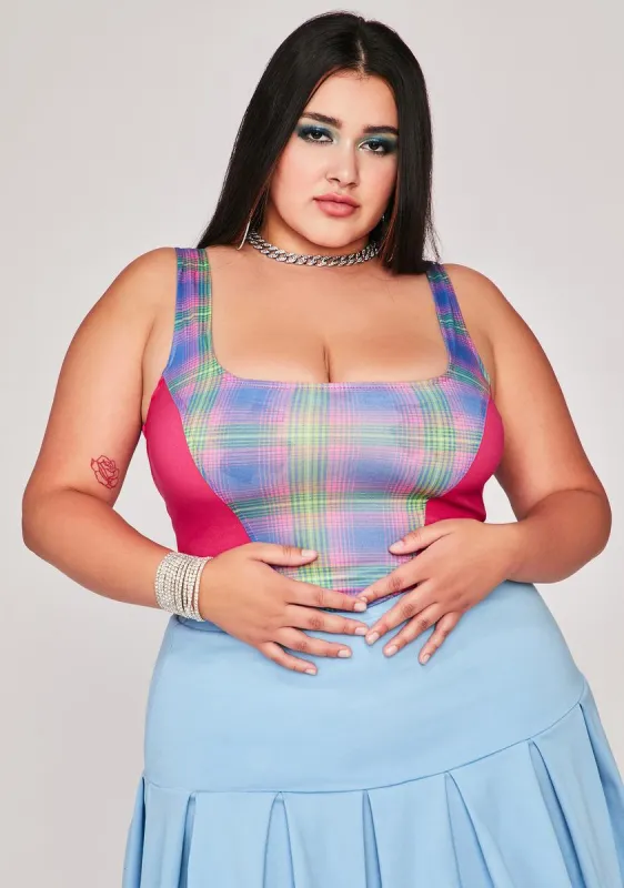 Plus Berry Bring The Power Corset Tank sold by Dolls Kill