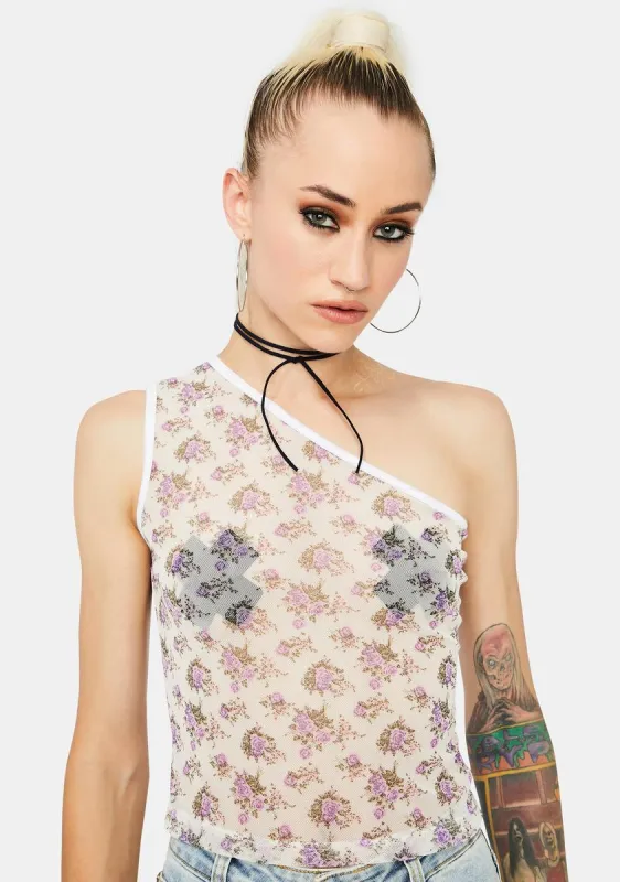She's No Wallflower Mesh Crop Top sold by Dolls Kill