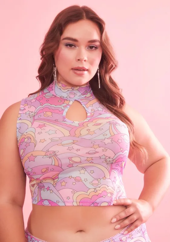 Glam Groovy Galaxy Mesh Tank sold by Dolls Kill