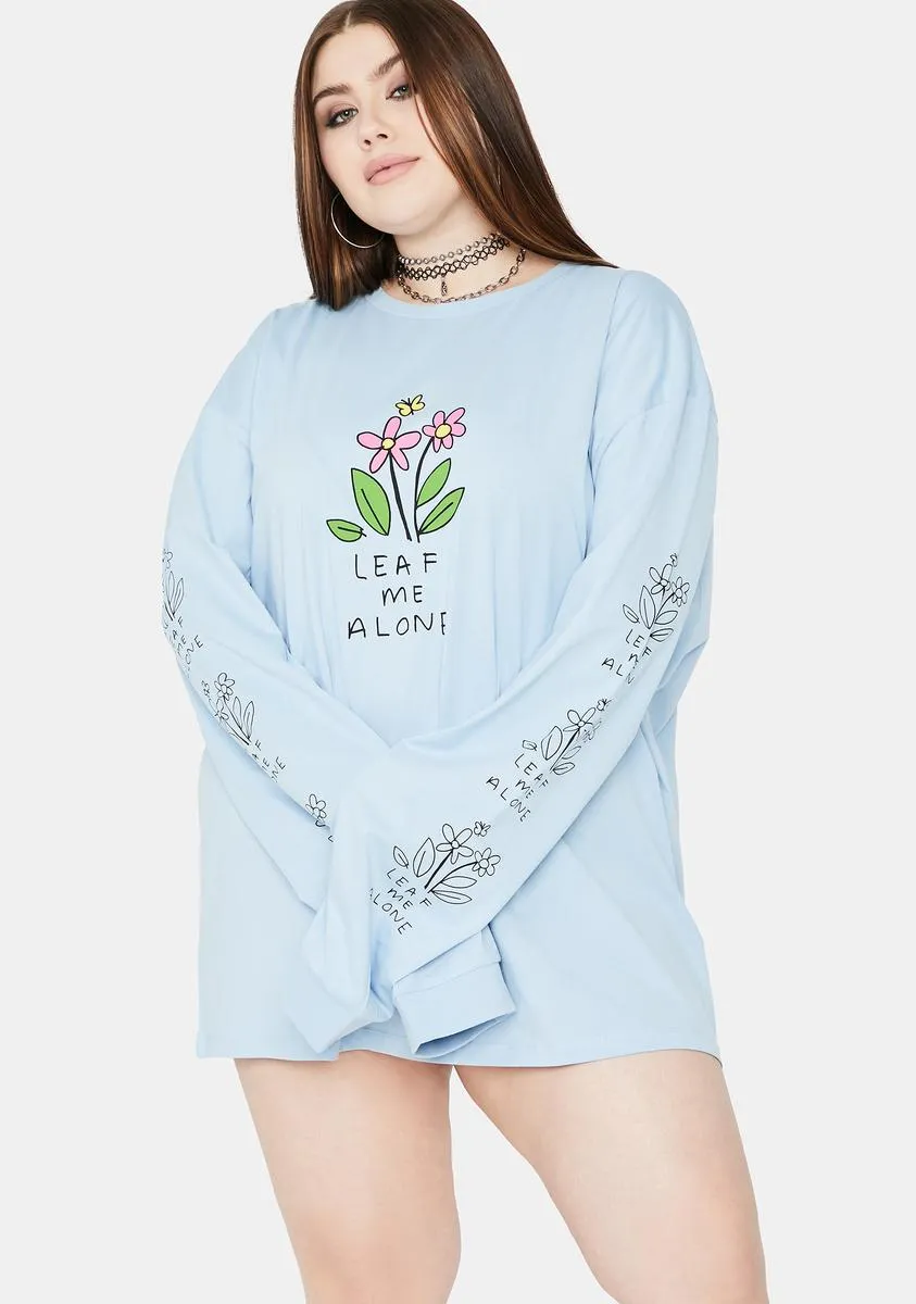 Blue Plus Leaf Me Alone Graphic Tee sold by Dolls Kill