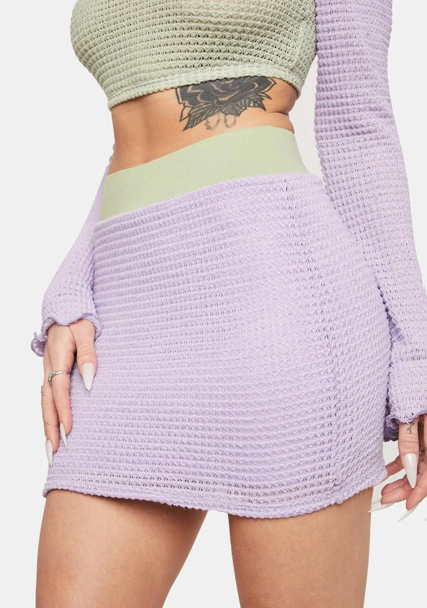Lilac Follow The Music Crochet Skirt sold by Dolls Kill