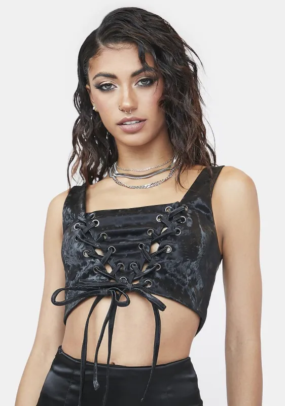 Bold Nights Lace Up Top sold by Dolls Kill