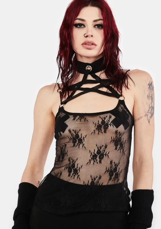 Sheer Pentagram Strappy Top sold by Dolls Kill