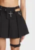Gothic Rebel Rock Cross Bag Pleated Skirt With Leg Strap sold by Dolls Kill