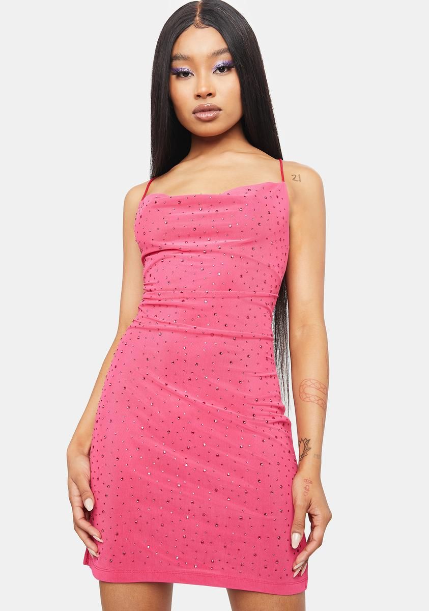 Diamante Embellished Cowl Mini Dress sold by Dolls Kill