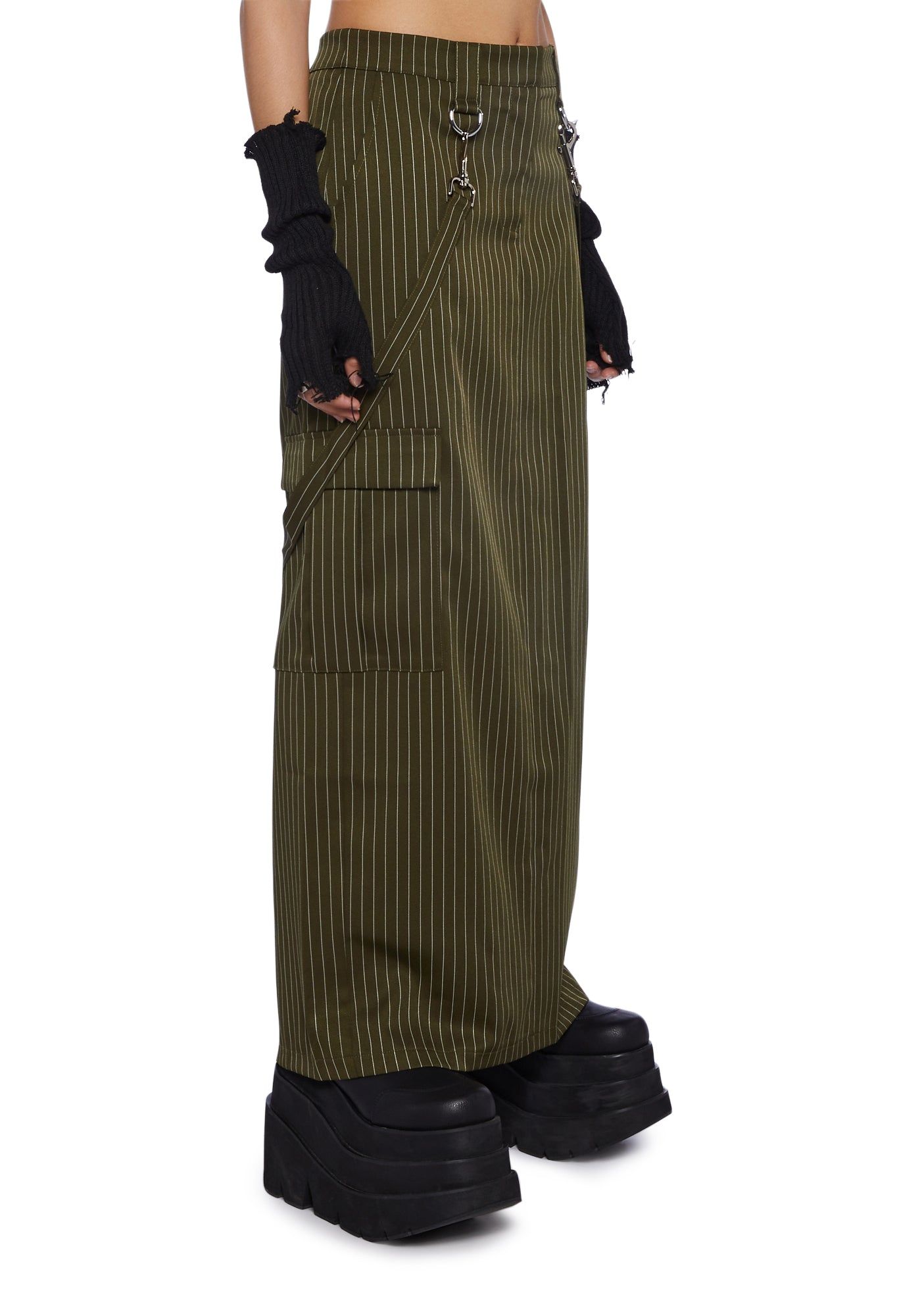 Villain Pinstripe Maxi Skirt sold by Dolls Kill product image thumbnail 3
