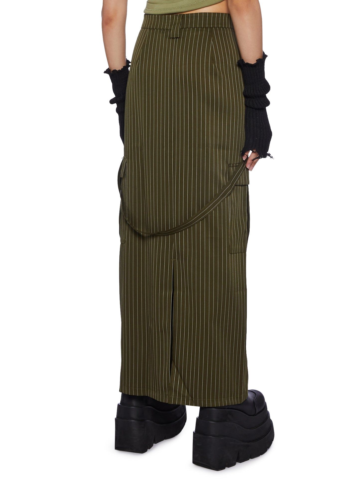 Villain Pinstripe Maxi Skirt sold by Dolls Kill product image thumbnail 4