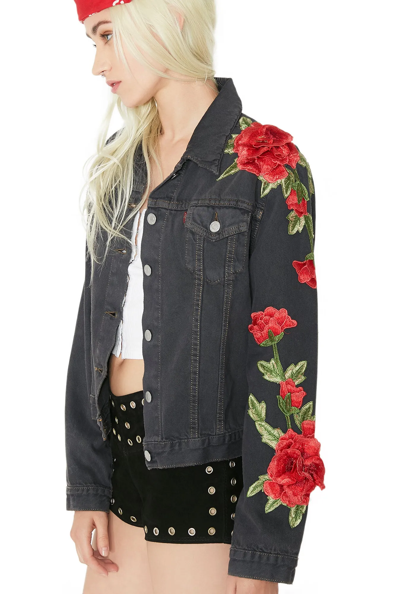 Roses Denim Jacket sold by Dolls Kill