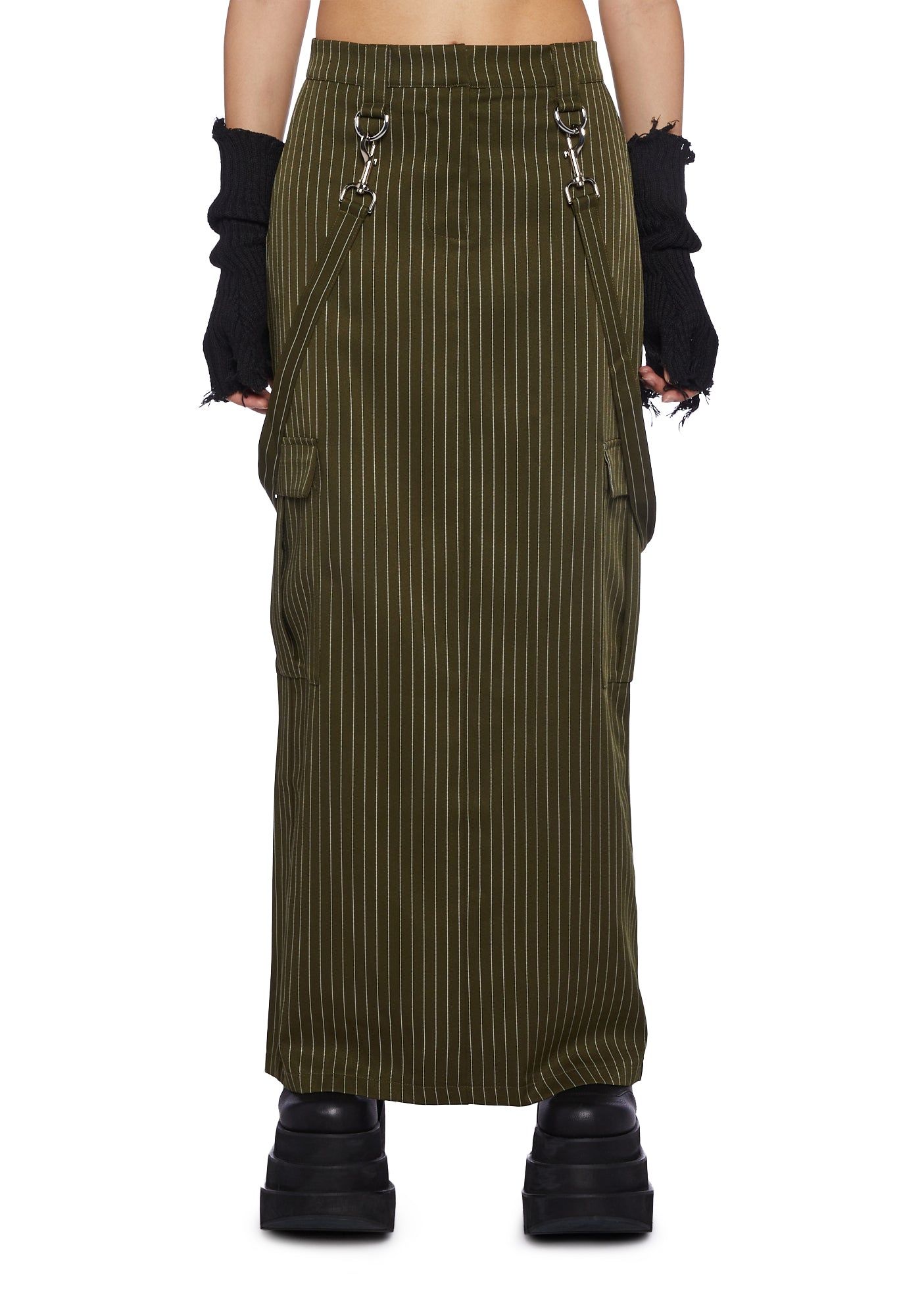 Villain Pinstripe Maxi Skirt sold by Dolls Kill