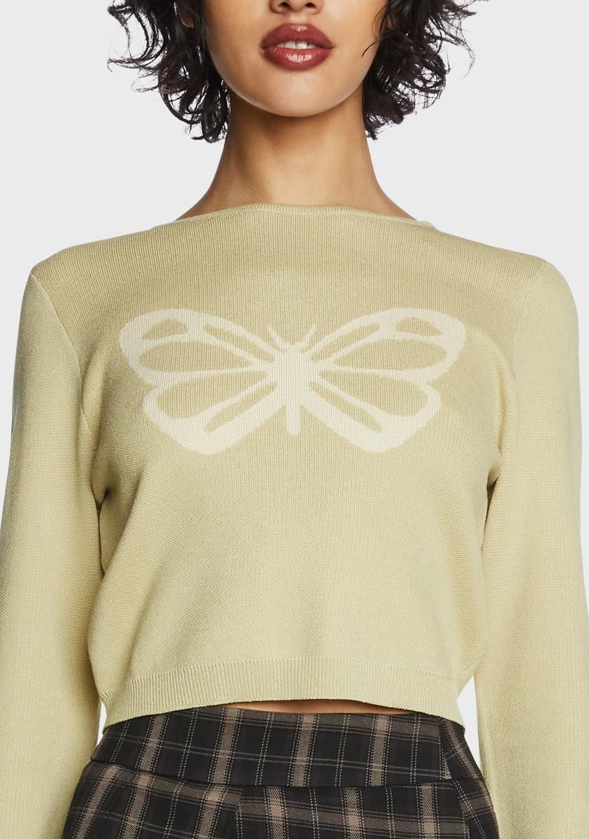 Sage Butterfly Printed Knit Top sold by Dolls Kill product image thumbnail 2