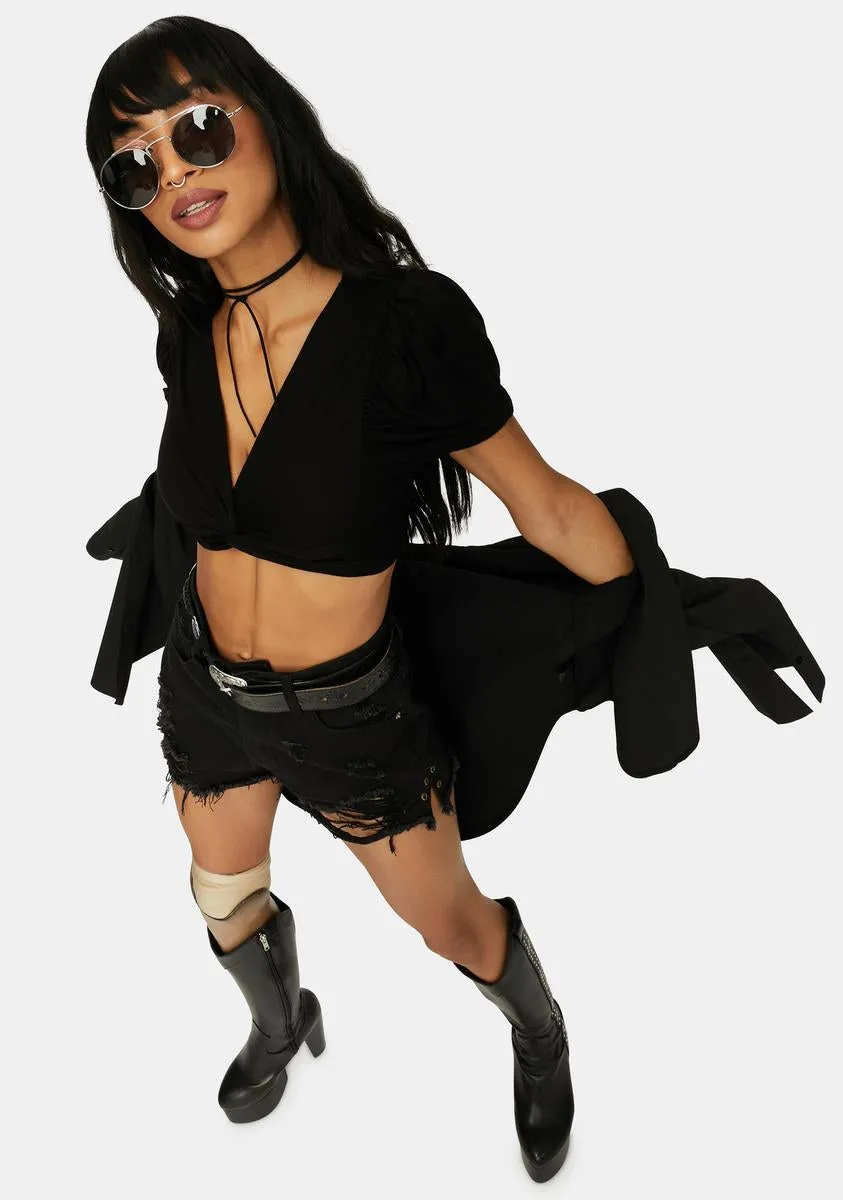 Drawing A Blank Puff Sleeve Crop Top sold by Dolls Kill product image thumbnail 3