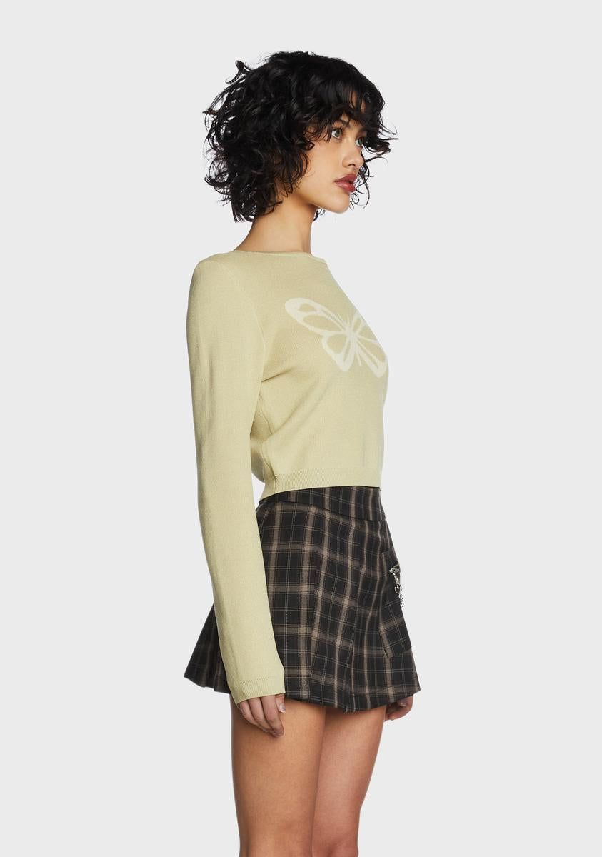 Sage Butterfly Printed Knit Top sold by Dolls Kill product image thumbnail 3