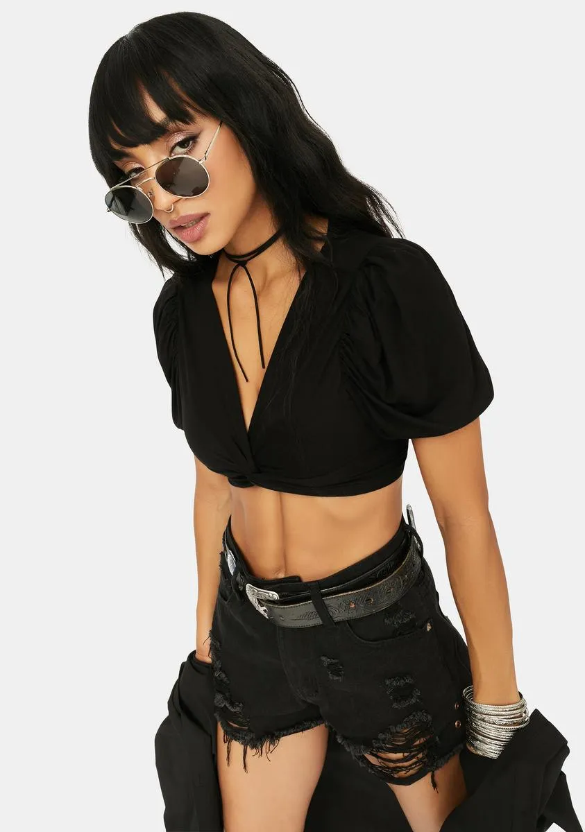 Drawing A Blank Puff Sleeve Crop Top sold by Dolls Kill product image thumbnail 2