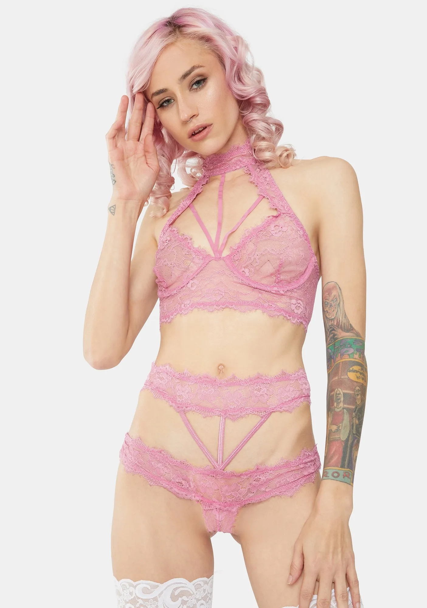 Dainty Sleep Walker Lace Lingerie Set sold by Dolls Kill