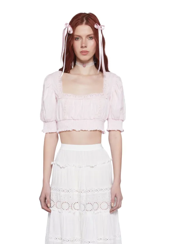 Wistful Memories Peasant Crop Top sold by Dolls Kill