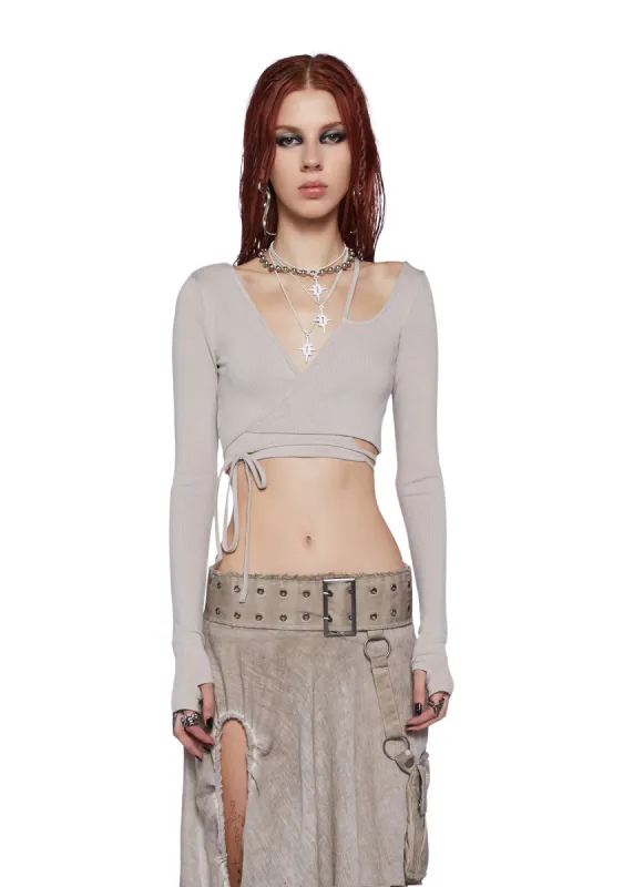 Fader Ribbed Wrap Top sold by Dolls Kill