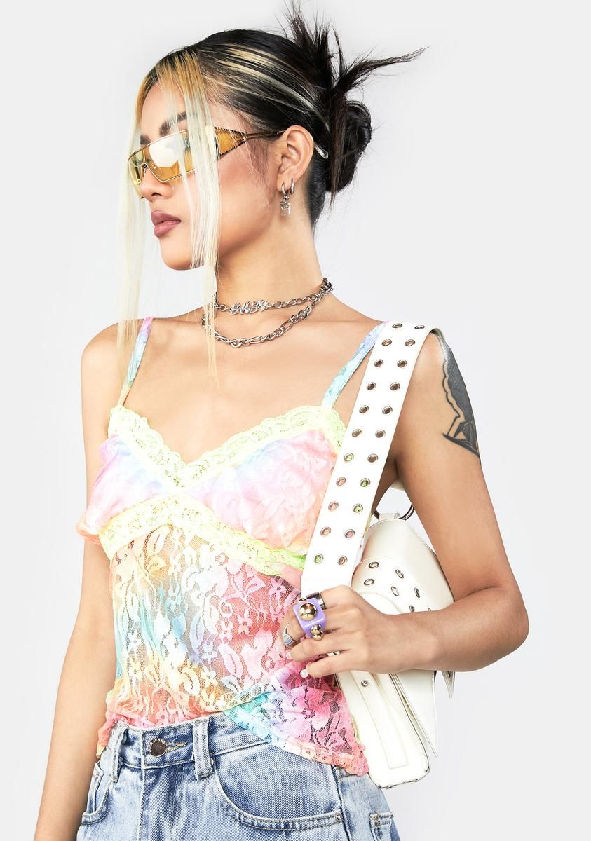 Rainbow Lace Crop Top sold by Dolls Kill product image thumbnail 2