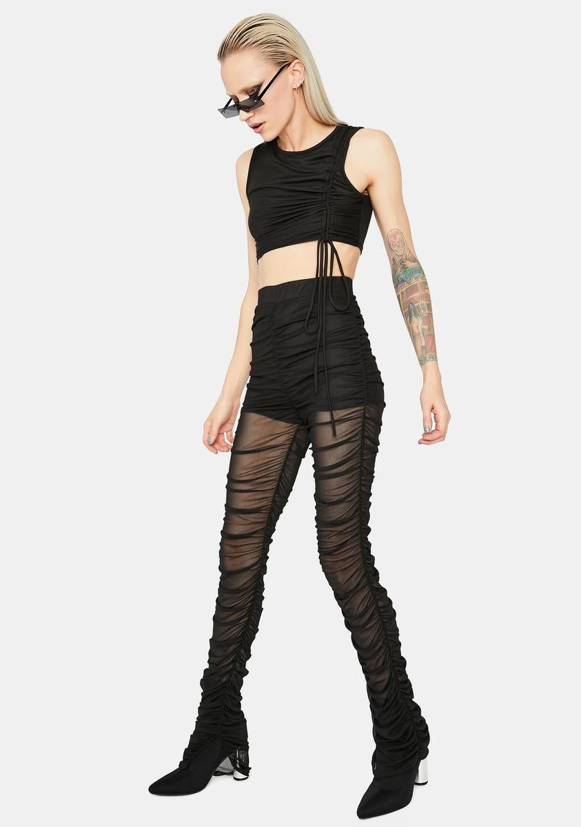 Late Chiller Attitude Ruched Crop Top sold by Dolls Kill product image thumbnail 3