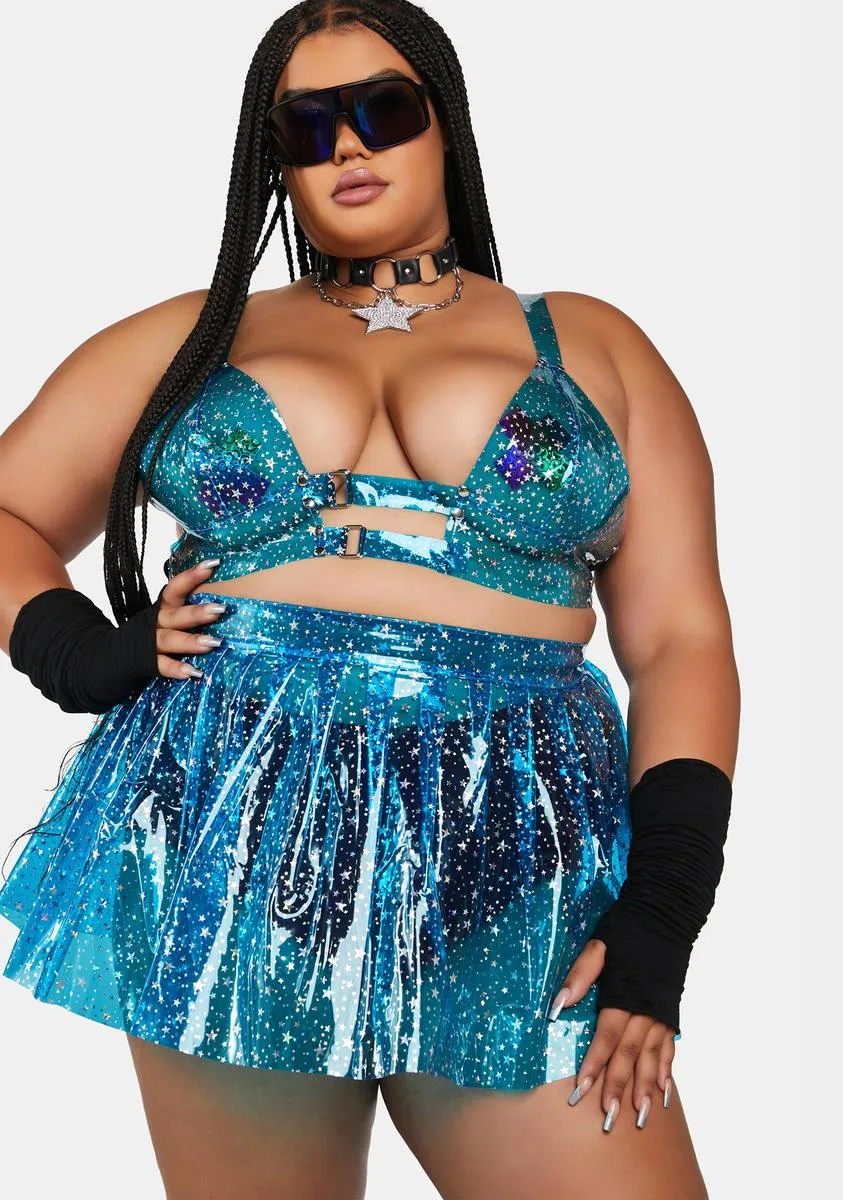 Plus Aqua Chasing Starlight Vinyl Skirt sold by Dolls Kill product image thumbnail 2