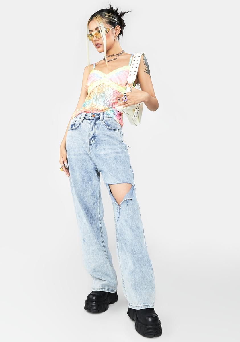 Rainbow Lace Crop Top sold by Dolls Kill product image thumbnail 3