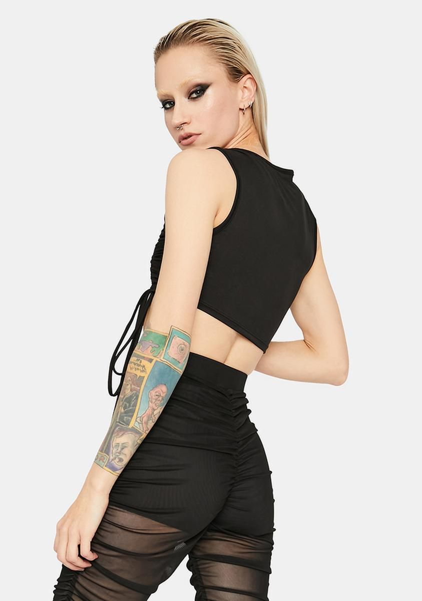 Late Chiller Attitude Ruched Crop Top sold by Dolls Kill product image thumbnail 4