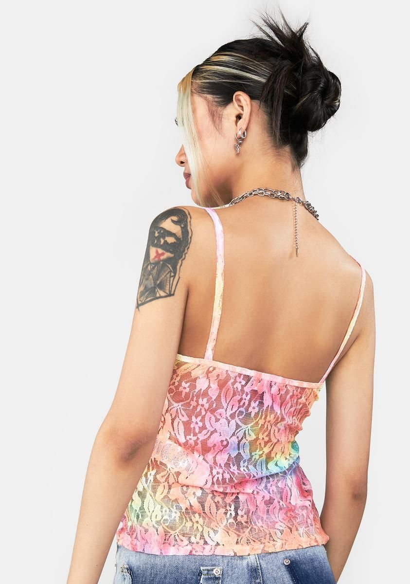Rainbow Lace Crop Top sold by Dolls Kill product image thumbnail 4