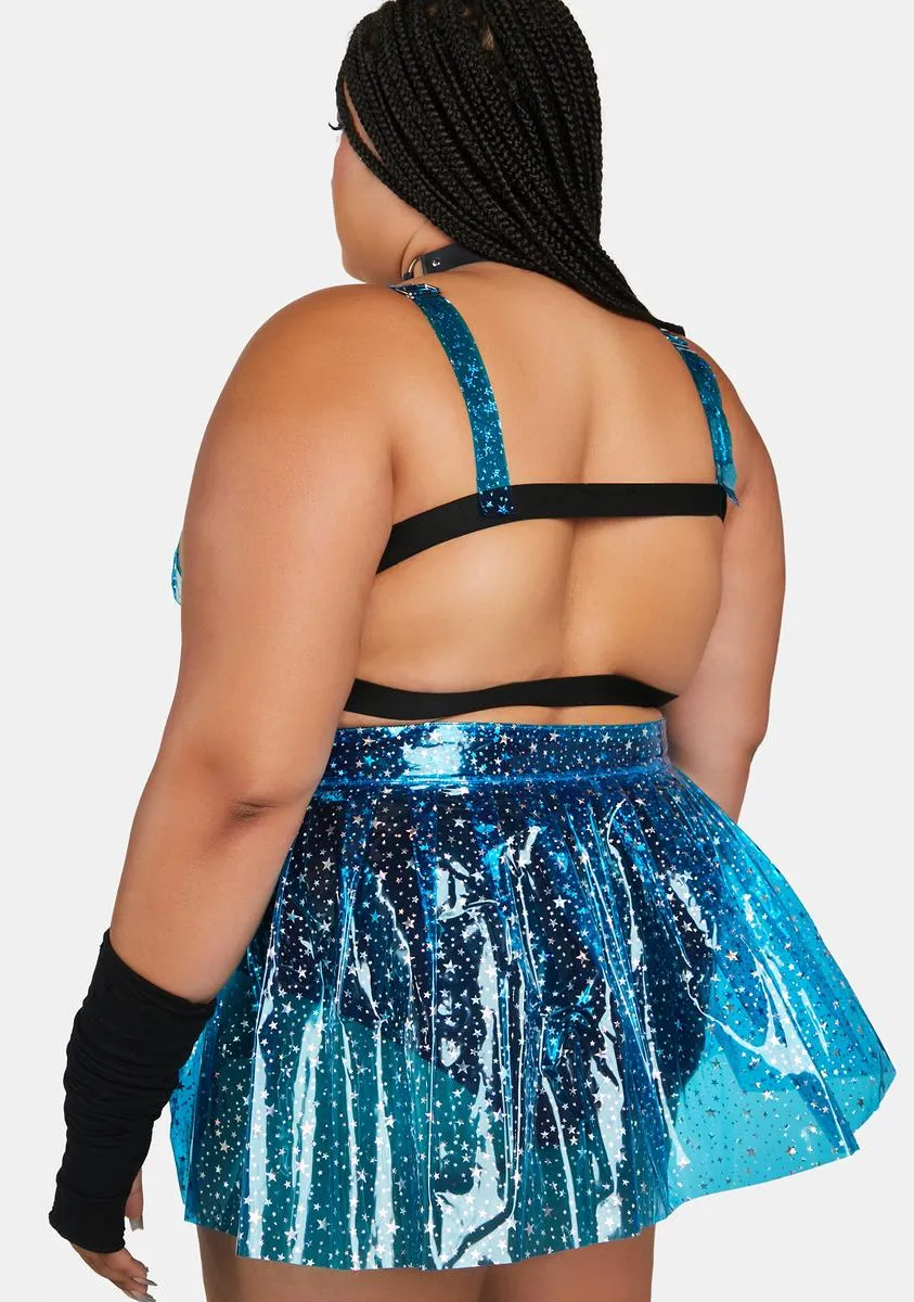 Plus Aqua Chasing Starlight Vinyl Skirt sold by Dolls Kill product image thumbnail 4