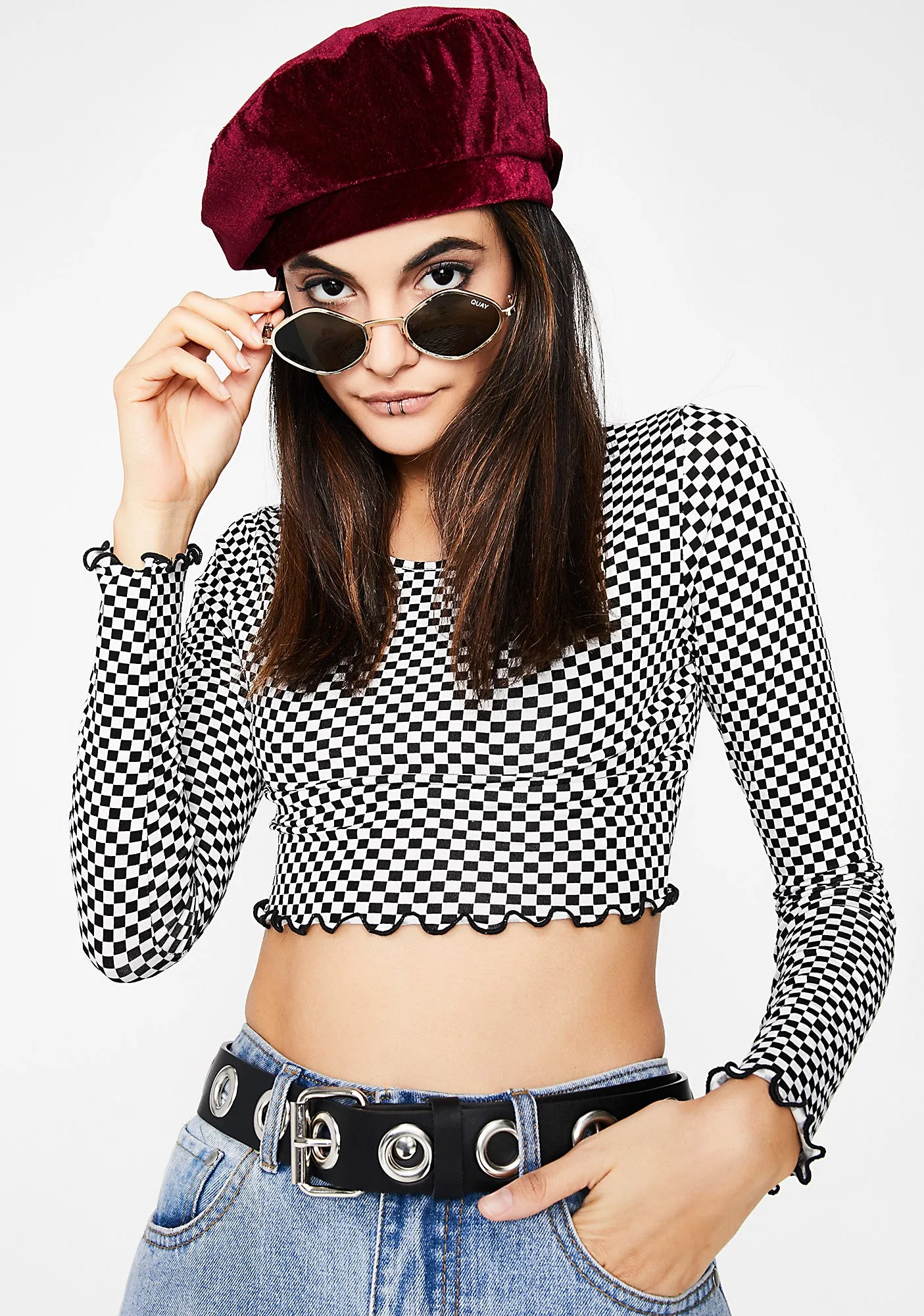 Chex In Motion Crop Top sold by Dolls Kill