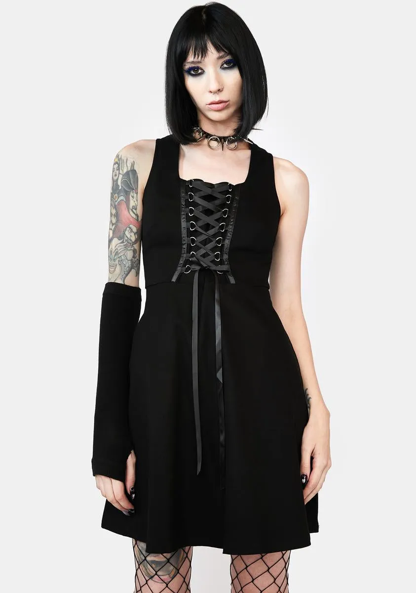 Laced Bodice Goth Pinafore Dress sold by Dolls Kill
