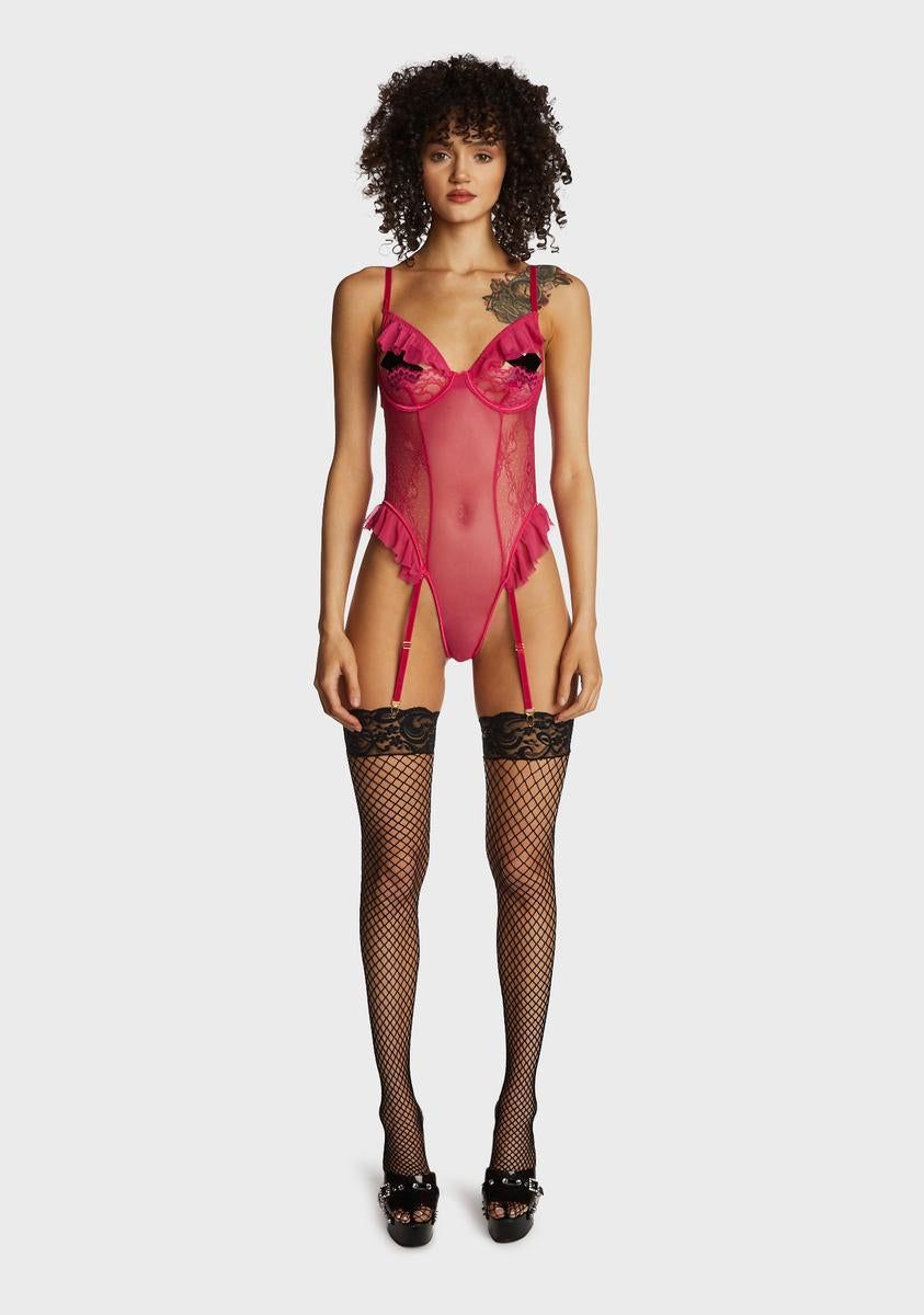 Sweetest Love Lace Teddy - Pink sold by Dolls Kill