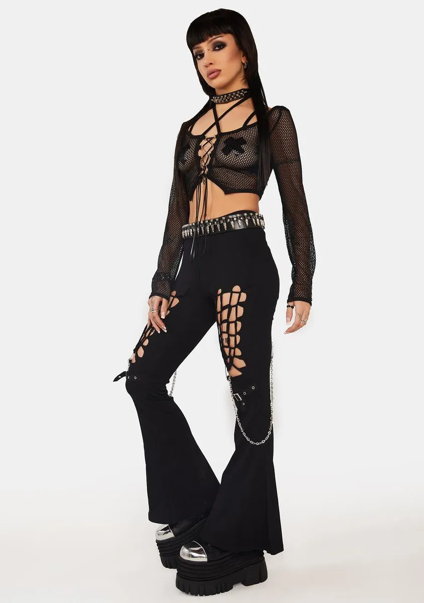 Alternative Rebel Cutout Sexy Bell-Bottom Trousers sold by Dolls Kill product image thumbnail 2