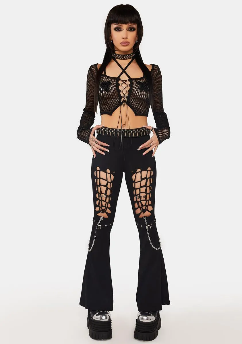 Alternative Rebel Cutout Sexy Bell-Bottom Trousers sold by Dolls Kill product image thumbnail 3