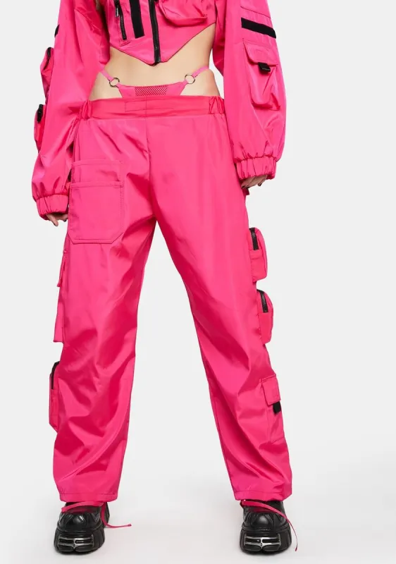 Neon Pink Tactical Pants With Detachable Thong sold by Dolls Kill