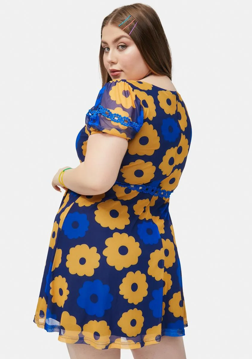 Plus Prismatic Perspective Floral Mesh Mini Dress sold by Dolls Kill product image thumbnail 4