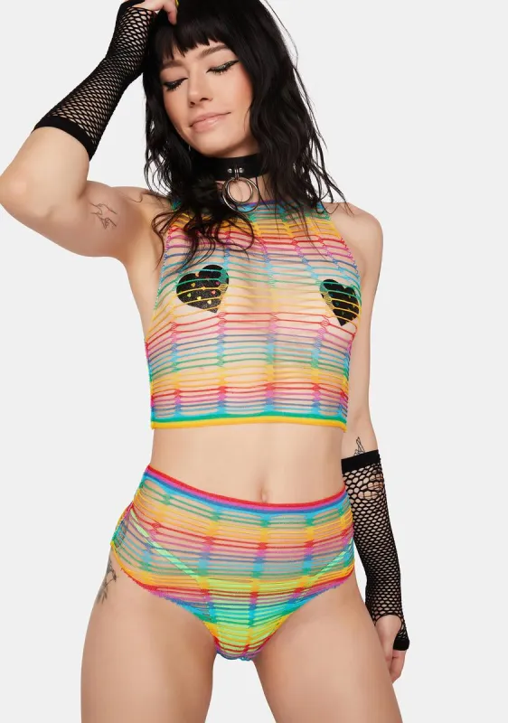 Live Proud Rainbow Bodystocking sold by Dolls Kill