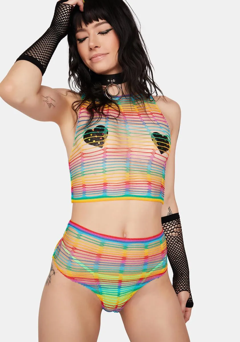 Live Proud Rainbow Bodystocking sold by Dolls Kill