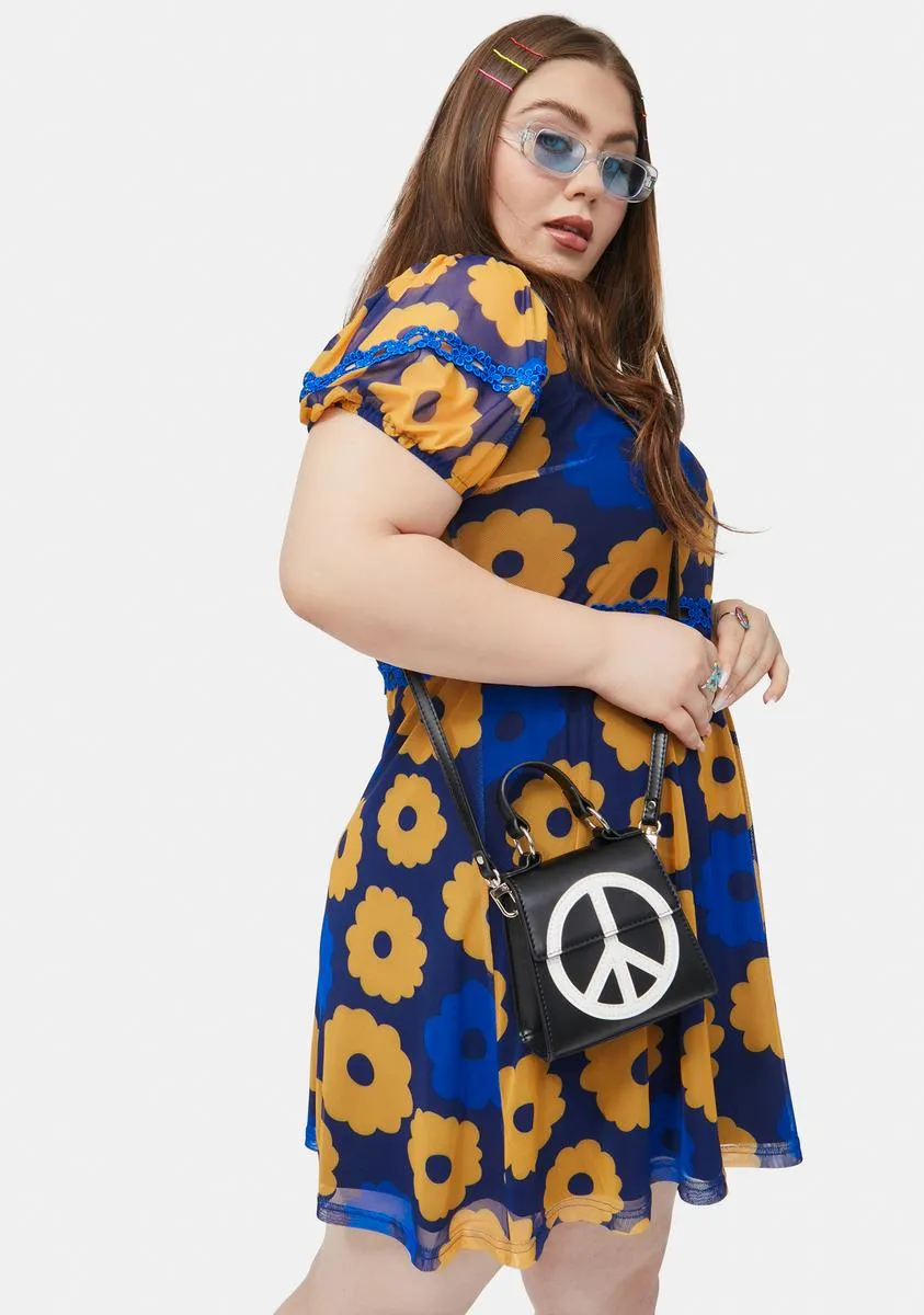 Plus Prismatic Perspective Floral Mesh Mini Dress sold by Dolls Kill product image thumbnail 2