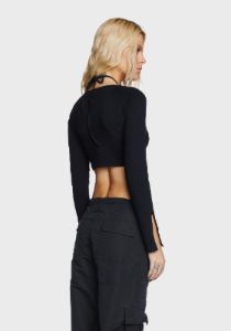 Black Sira Crop Top sold by Dolls Kill