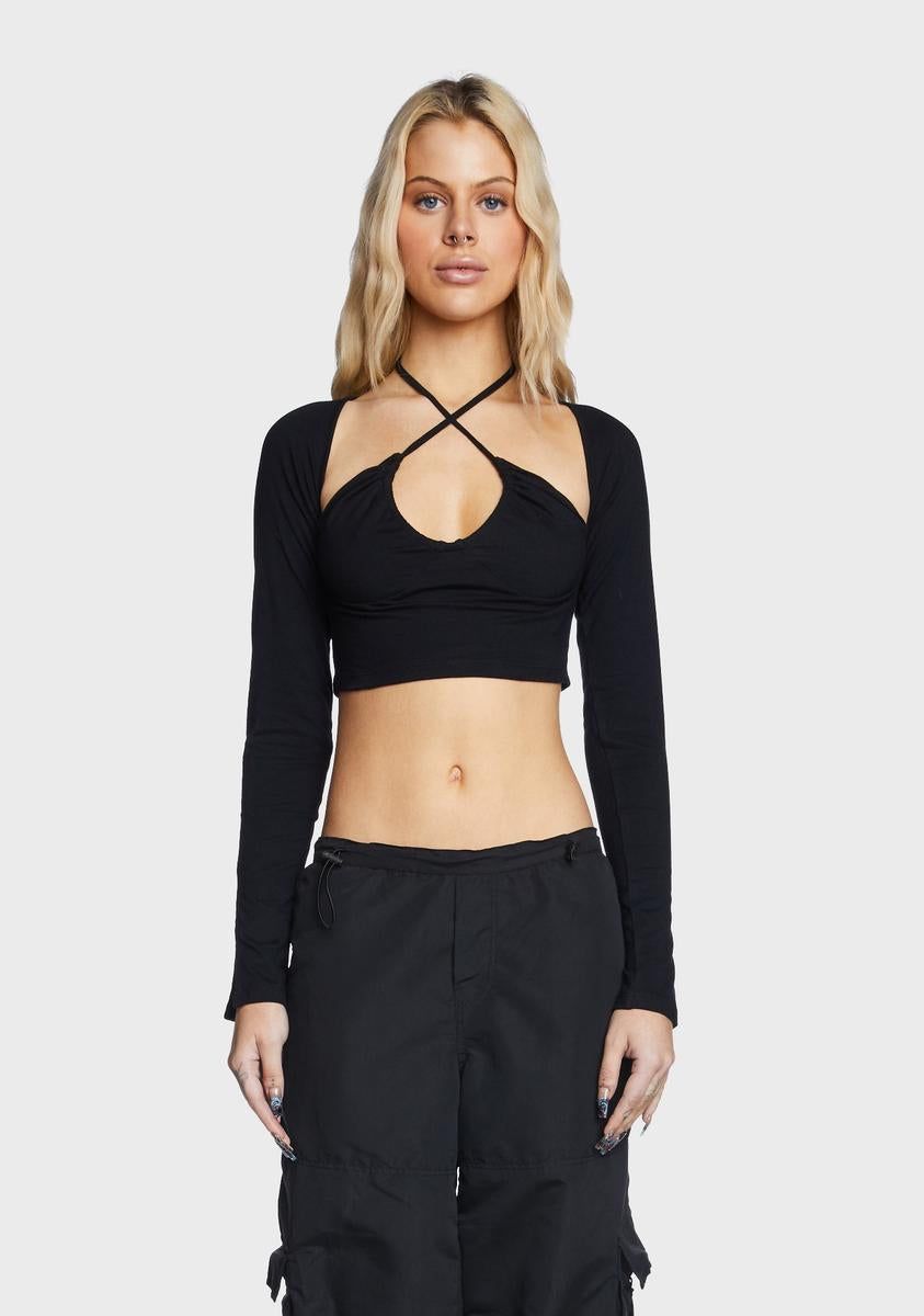 Black Sira Crop Top sold by Dolls Kill