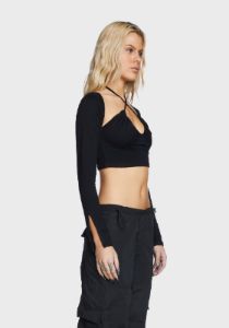 Black Sira Crop Top sold by Dolls Kill
