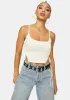 Natural Remember Me Side Tie Tank sold by Dolls Kill