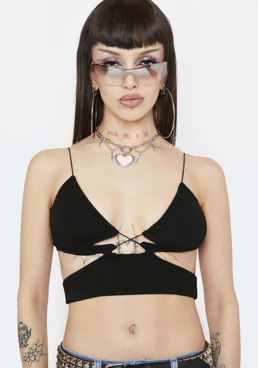Dark Pull Me In Cut Out Top sold by Dolls Kill