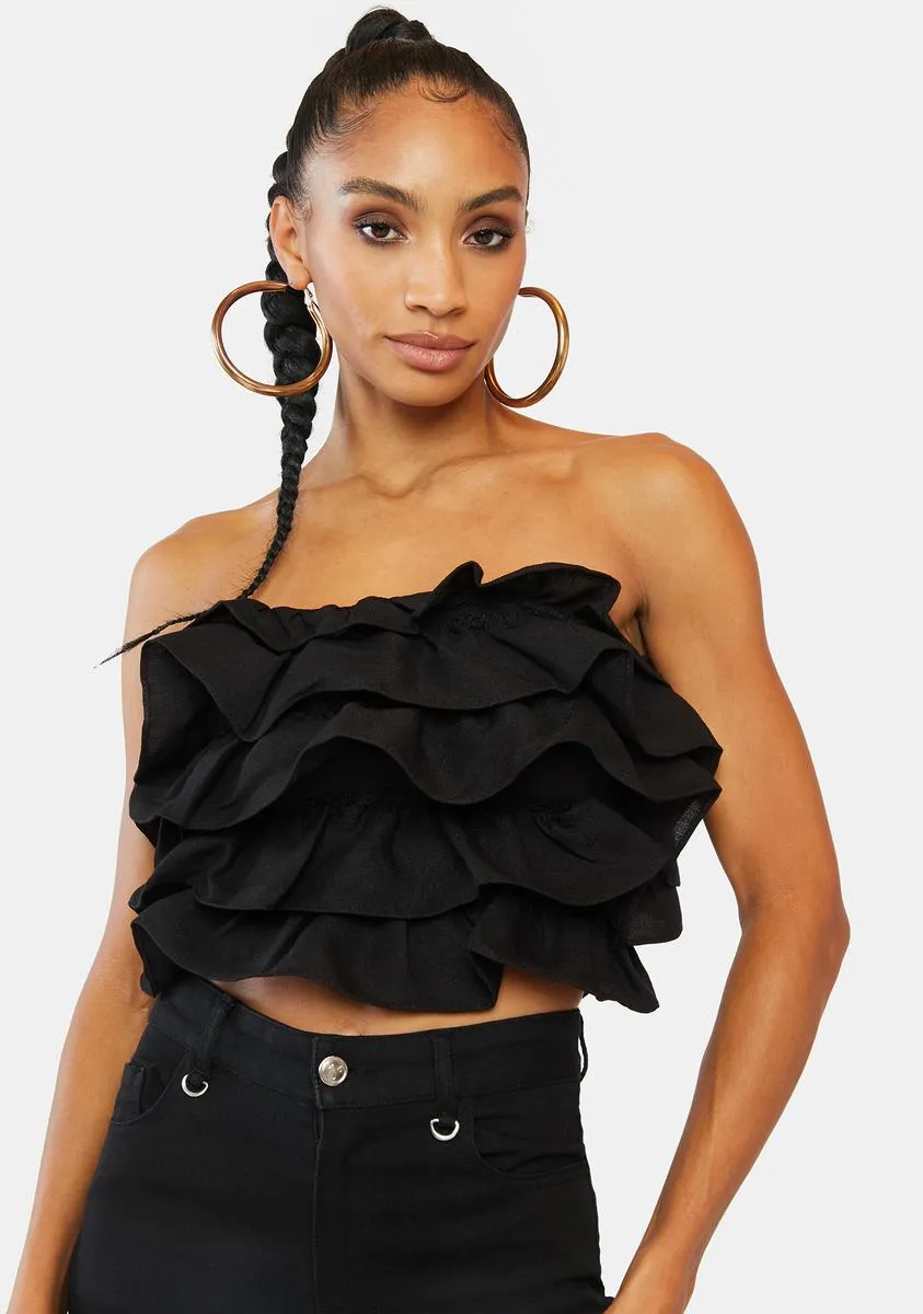 Night By The Beach Ruffle Crop Top sold by Dolls Kill