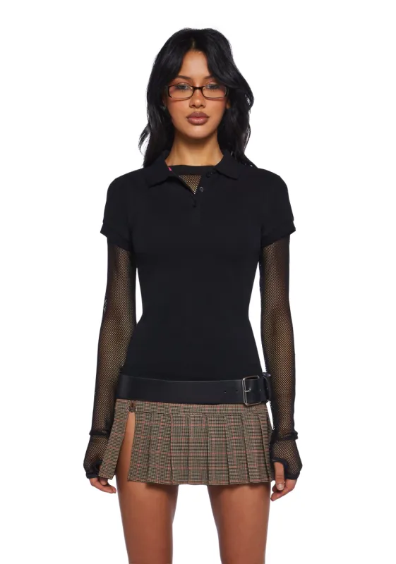 Perfectly Preppy Short Sleeve Top - Black sold by Dolls Kill