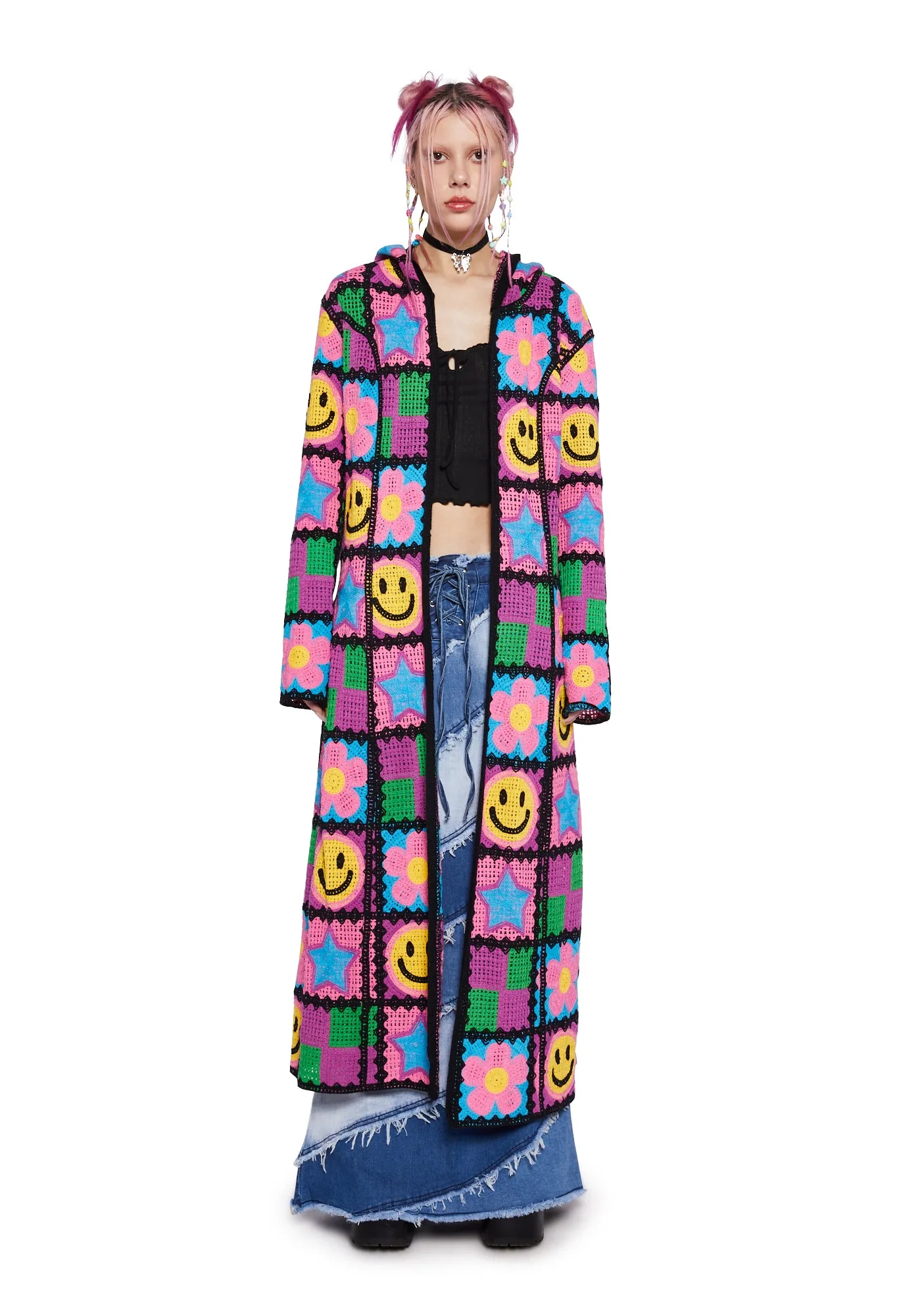 Happy In My Mind Crochet Cardigan sold by Dolls Kill