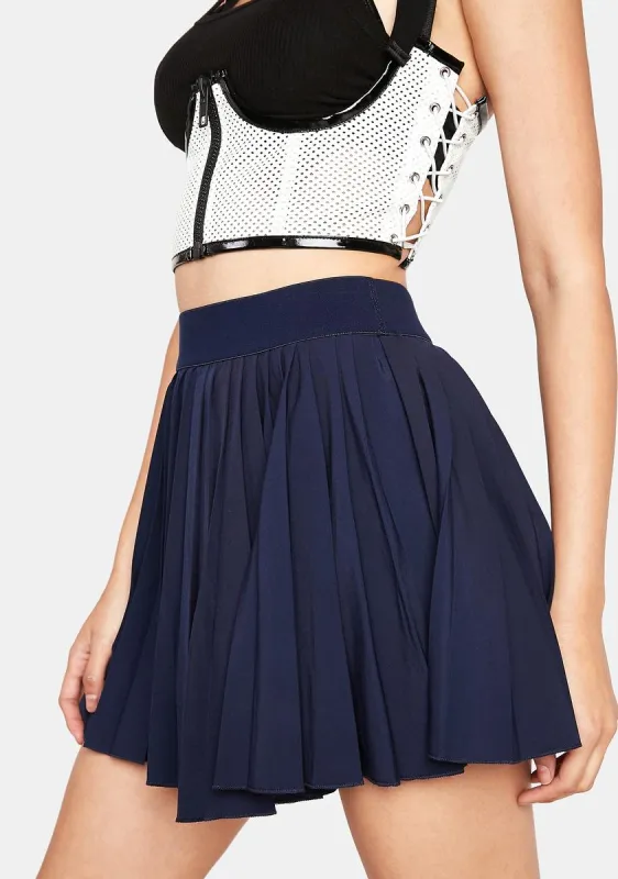 Navy Must Be Nice Pleated Skirt sold by Dolls Kill