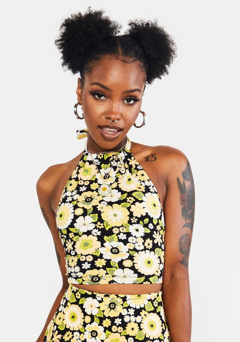 Retro Floral Jica Crop Top sold by Dolls Kill
