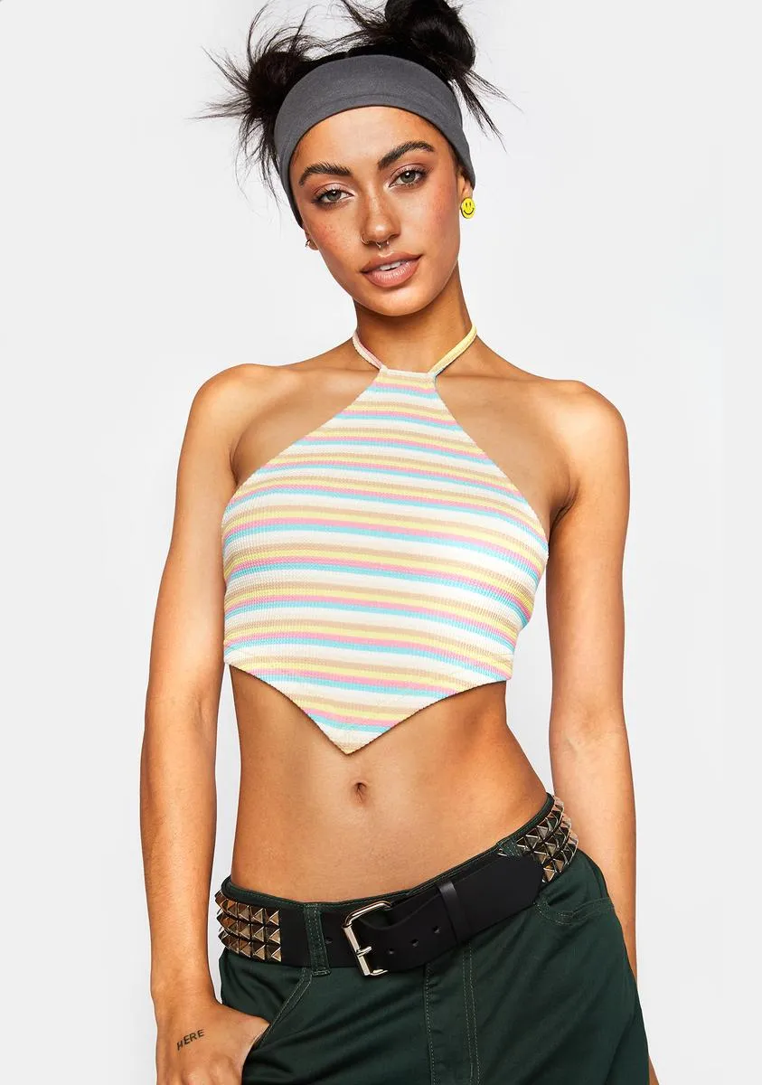 Pastel Striped Halter Top sold by Dolls Kill