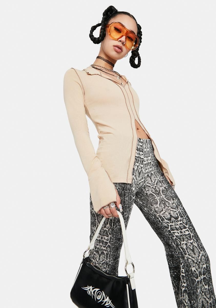 Clay Contrast Stitch Collared Top sold by Dolls Kill product image thumbnail 2